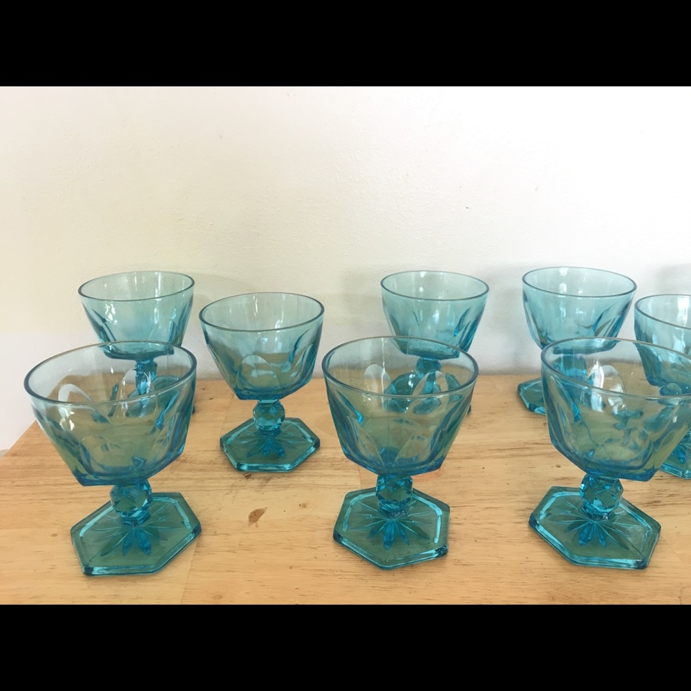 vintage anchor hocking aquamarine glasses